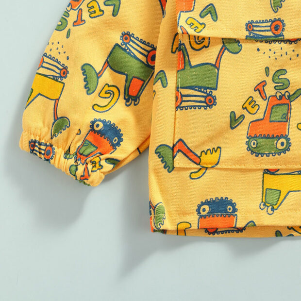 Construction Vehicle Print Hoodie Jacket Long Sleeve - Image 4