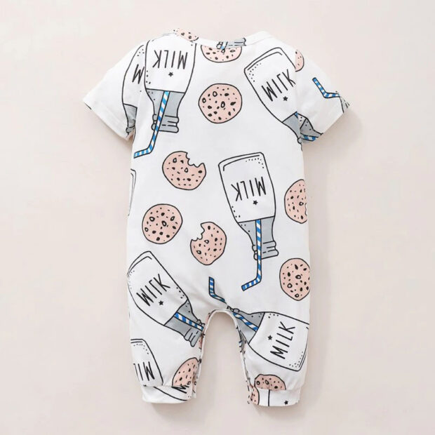 Baby Cookies Milk Pattern Pajamas Romper