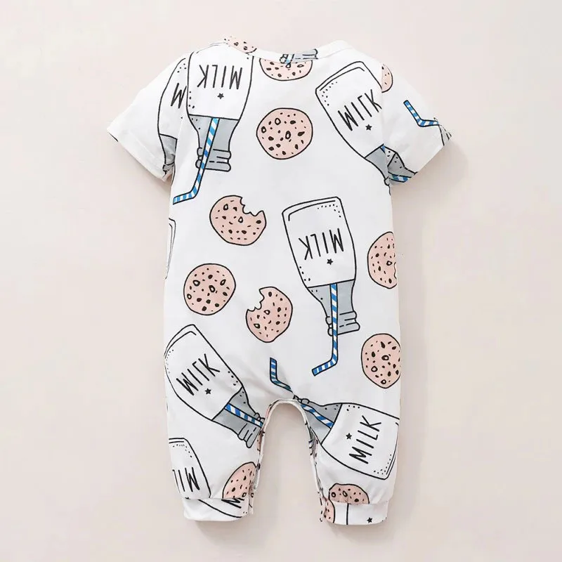 Cookies Milk Pattern Pajamas Romper Short Sleeve - Image 2