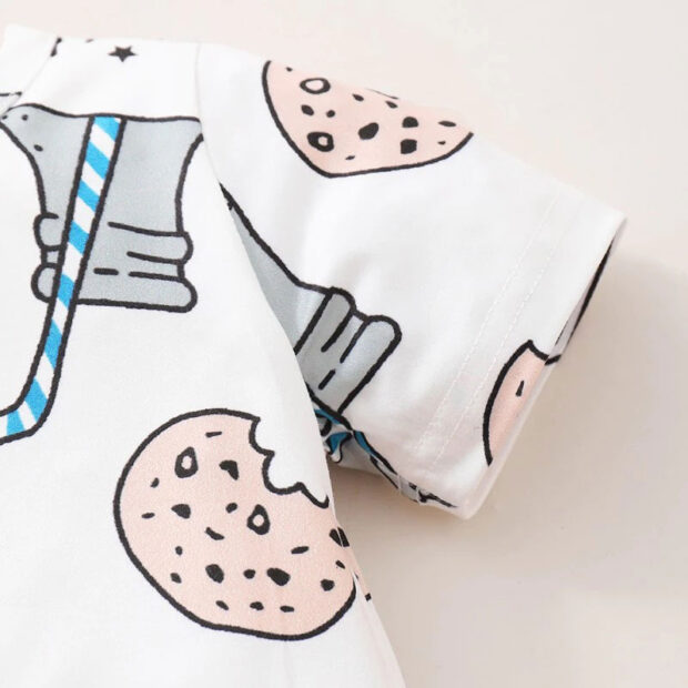 Baby Cookies Milk Pattern Pajamas Romper