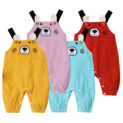 Baby Bear Design Embroidery Overalls