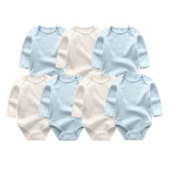Plain Long Sleeves One Piece Bodysuit 7pcs