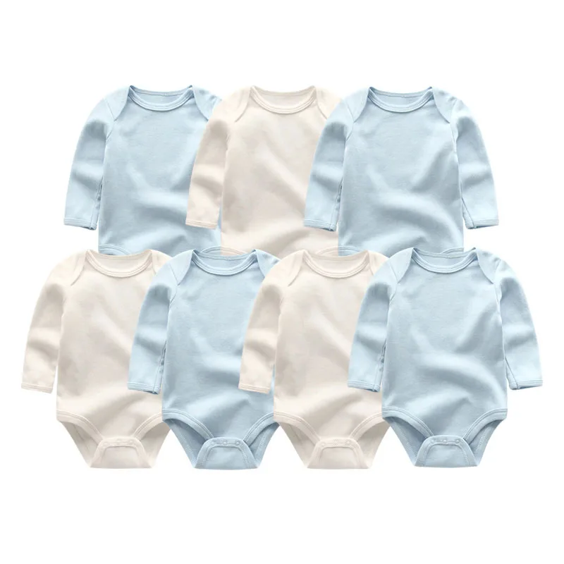 Plain Long Sleeves One Piece Bodysuit 7pcs