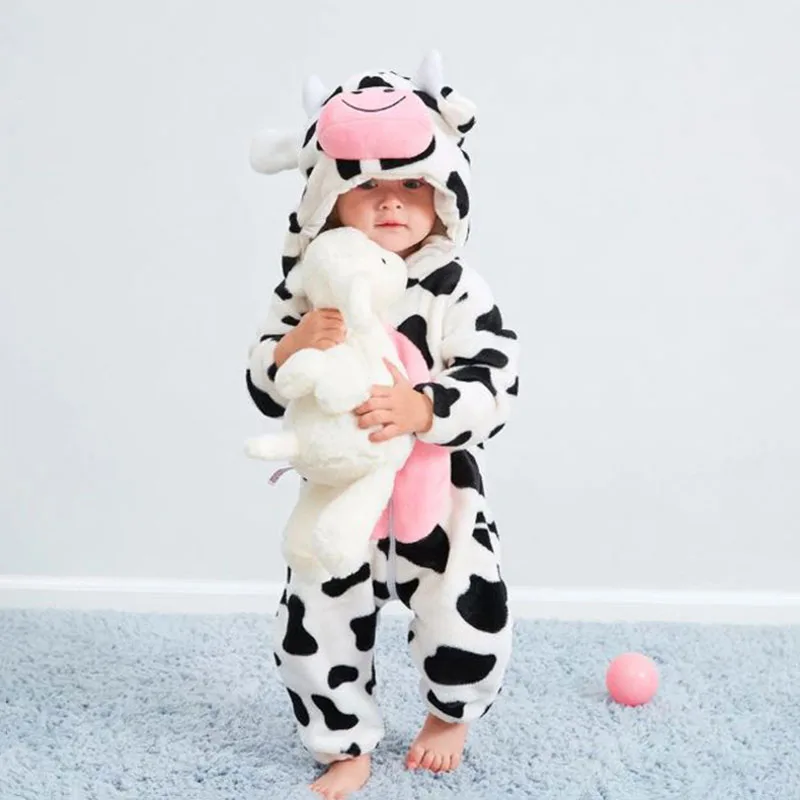 Baby Animal Cow Dressup Hoodie One Piece Jumpsuit Coverall for Boys & Girls - Image 3