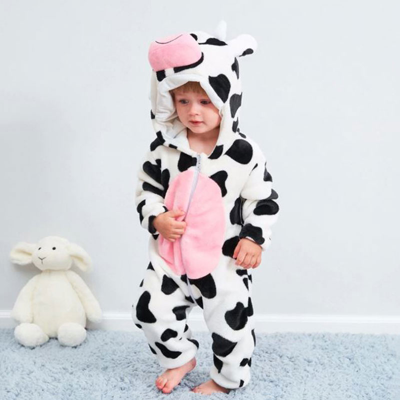 Baby Animal Cow Dressup Hoodie One Piece Jumpsuit Coverall for Boys Girls MyLoveHoney Baby Clothing