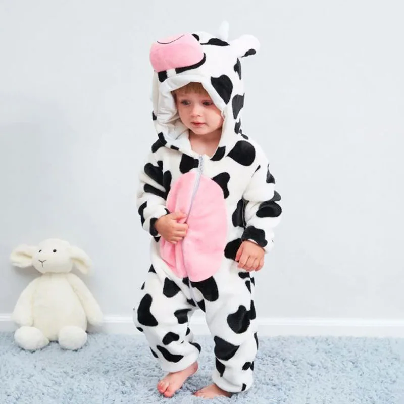 Baby Animal Cow Dressup Hoodie One Piece Jumpsuit Coverall for Boys & Girls - Image 2