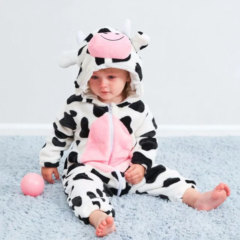 Baby Animal Cow Dressup Hoodie One Piece Jumpsuit Coverall for Boys & Girls - Image 4
