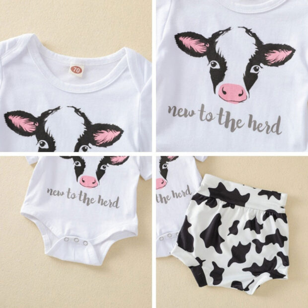 Cow Print Onesie & Cowhide Pattern Shorts MyLoveHoney Baby Clothing