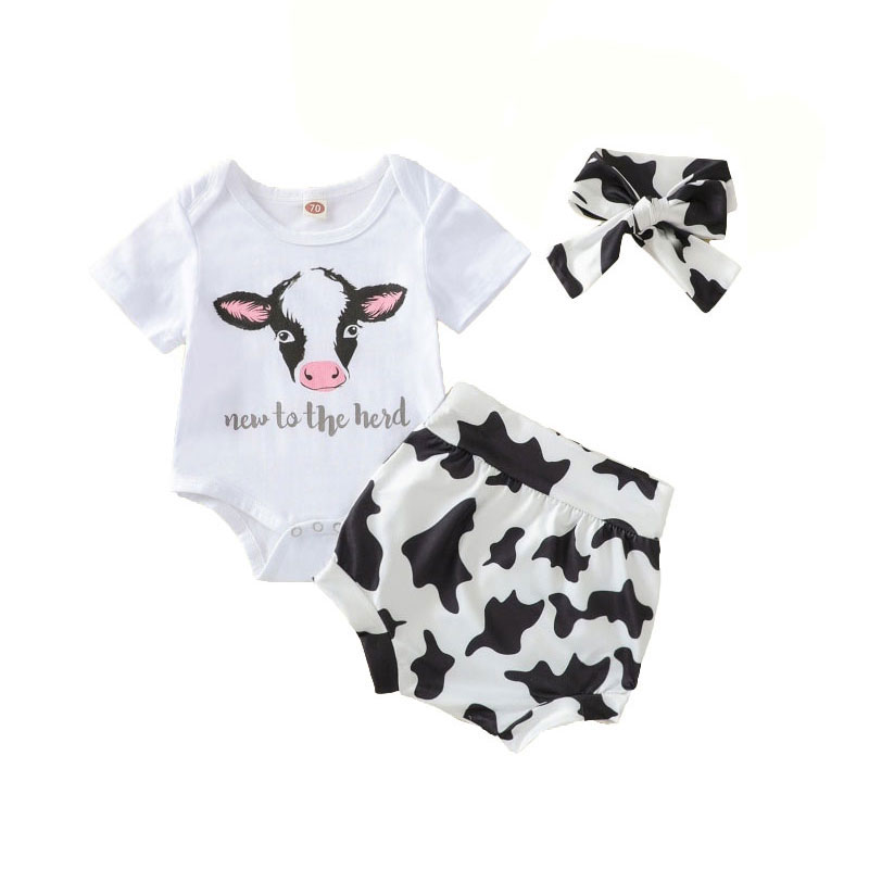 Cow Print Onesie & Cowhide Pattern Shorts MyLoveHoney Baby Clothing