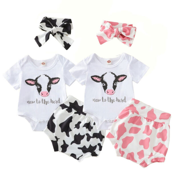Cow Print Onesie & Cowhide Pattern Shorts MyLoveHoney Baby Clothing
