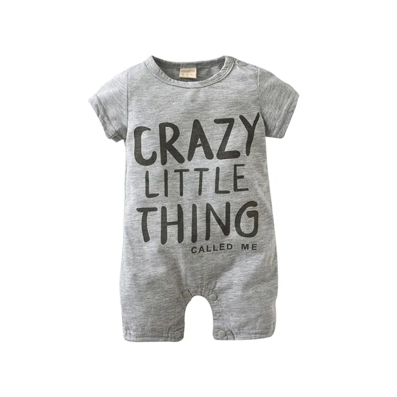 Baby Letter Print Crazy Little Thing Romper Short Sleeve