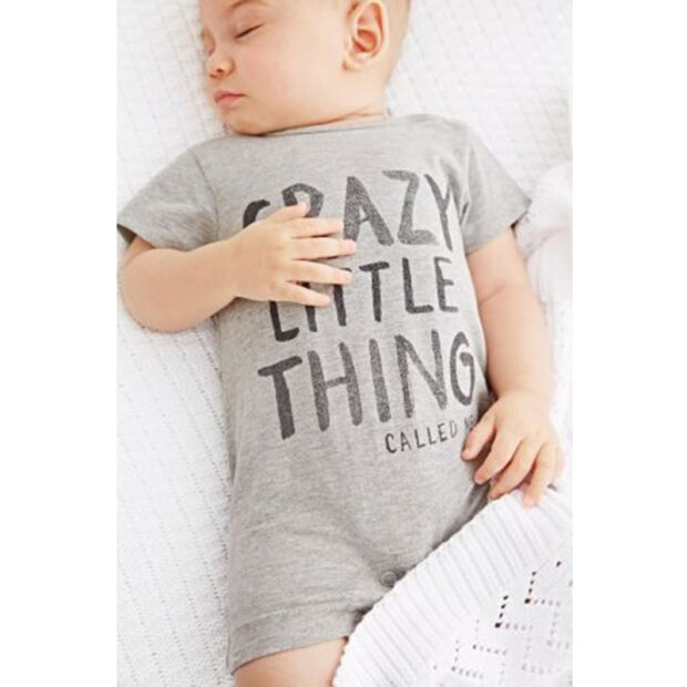 Baby Letter Print Crazy Little Thing Romper Short Sleeve - Image 2
