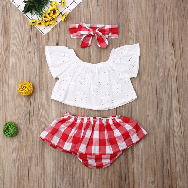 Baby Checkered Skirt Outfit