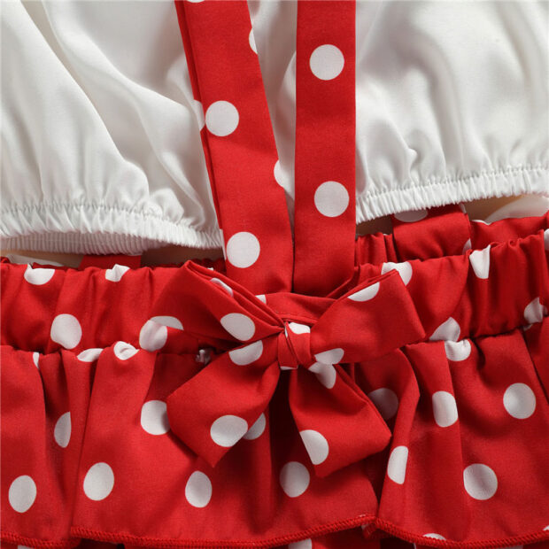 Baby Dotted Suspender Ribbon Dress & Crop Top Outfit