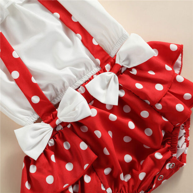 Sleeveless Crop Top & Dotted Suspender Ribbon Dress with Matching Headband - Image 4