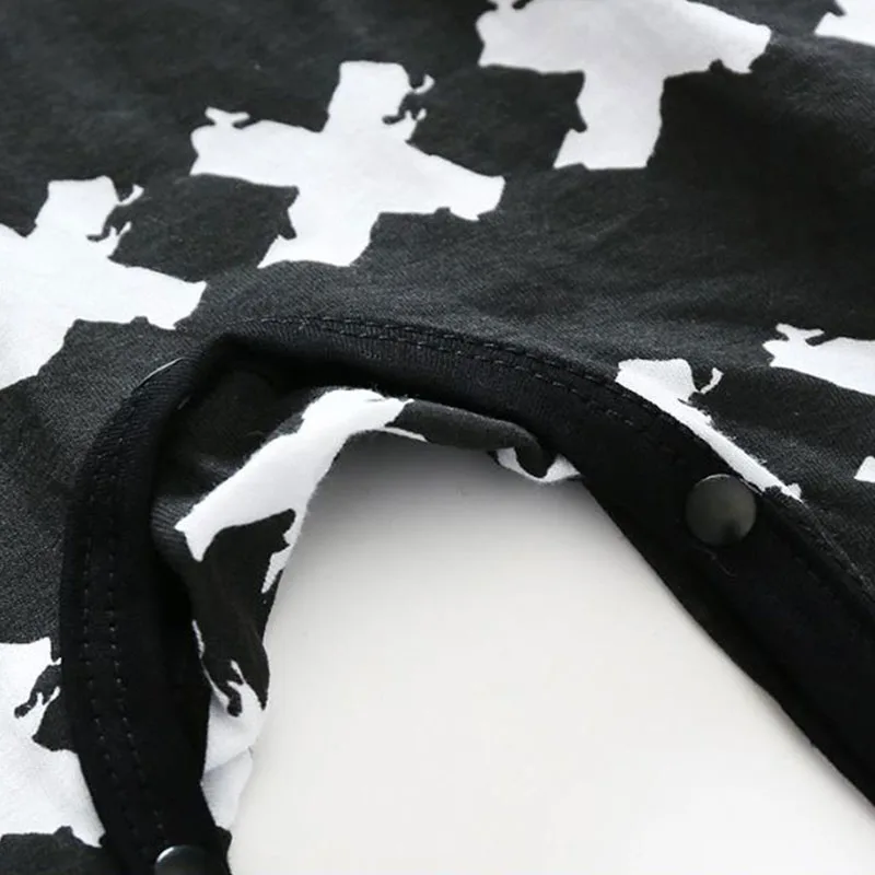 Long Sleeves Crosses Print Jumpsuit Playsuit - Image 6