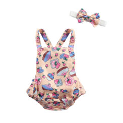 Baby Cupcake Design Open Back Romper for Summer