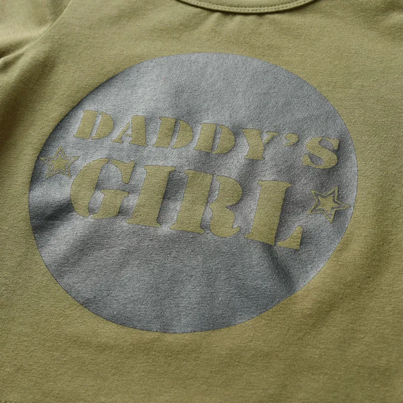 Baby Daddy's Girl Print T-Shirt, Camouflage Pants, Beanie Hat 3 pcs Outfit - Image 3
