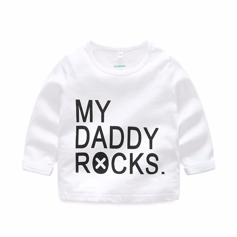 "My Daddy Rocks" Long Sleeves Shirt Black & White Striped Trousers - Image 2