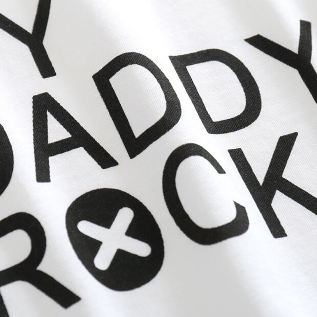 "My Daddy Rocks" Long Sleeves Shirt Black & White Striped Trousers - Image 4