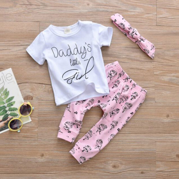 Baby Daddy Little Girl Shirt & Pants Outfit