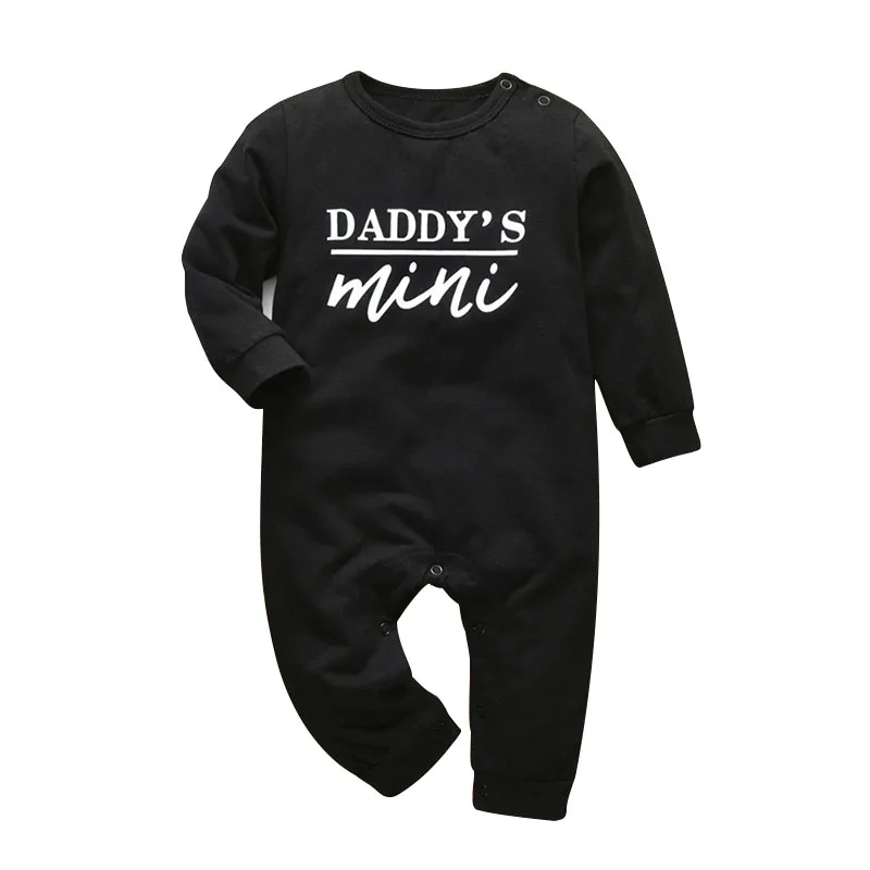 Daddy's Mini Letter Print Jumpsuit Sleepwear Long Sleeve