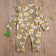 Baby Daisy Pattern Zipper Romper