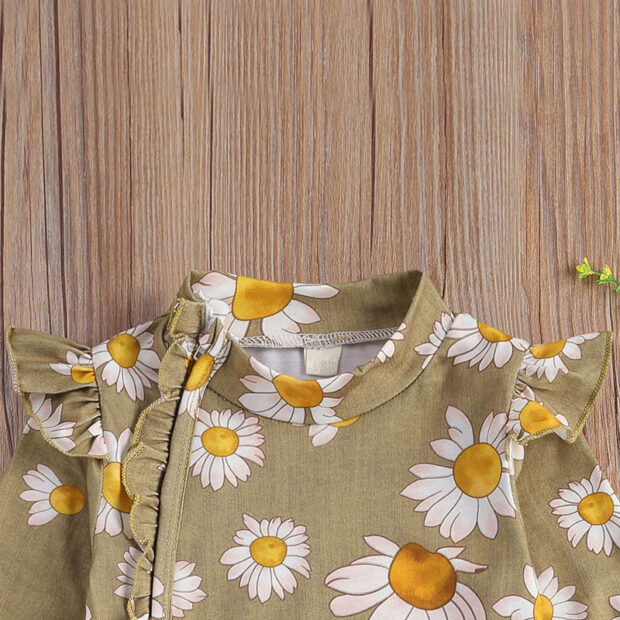 Daisy Pattern Zipper Romper Long Sleeve - Image 3