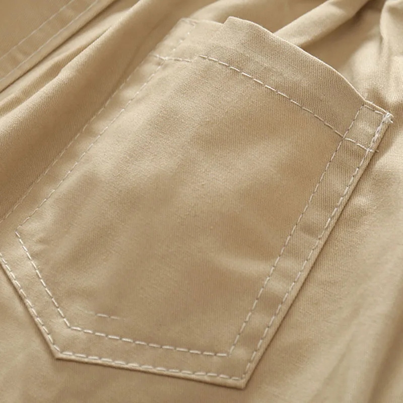 Stripe Collar Shirt Bodysuit with Khaki Shorts - Image 13