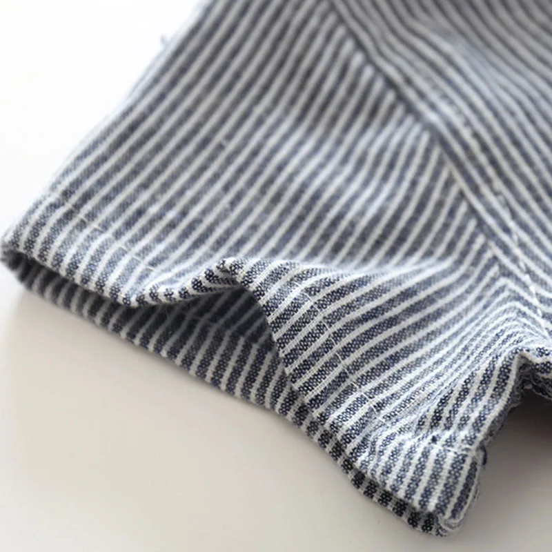 Stripe Collar Shirt Bodysuit with Khaki Shorts - Image 6