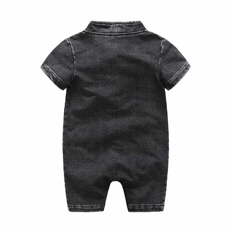 Short Sleeves Button Denim Colored Bodysuit Clothes - Image 2