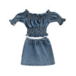 Baby Denim Crop Top Skirt Outfit