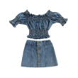 Baby Denim Crop Top Skirt Outfit