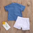 Baby Denim Mandarin Button Up Shirt & Shorts