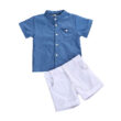 Baby Denim Mandarin Button Up Shirt & Shorts