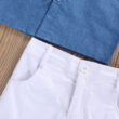 Baby Denim Mandarin Button Up Shirt & Shorts