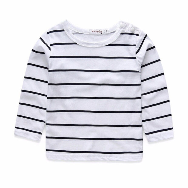 Baby Boy's & Girl's Denim Suspenders Overall and Striped Shirt Long Sleeve - Image 2