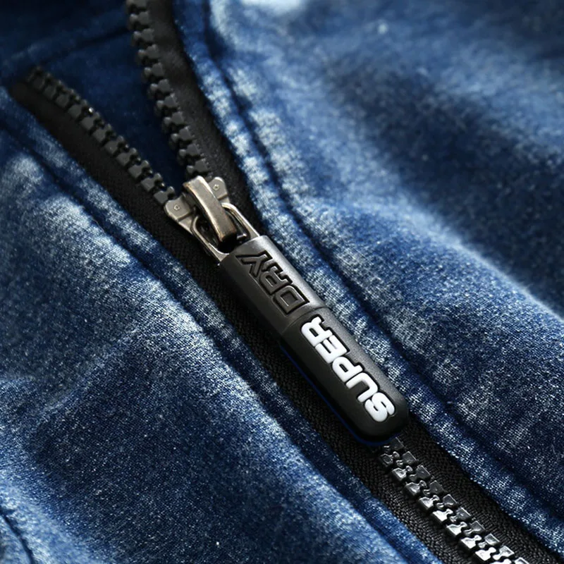 Long Sleeves Denim Hoody Zipper Overall Jumpsuit Outerwear - Image 4