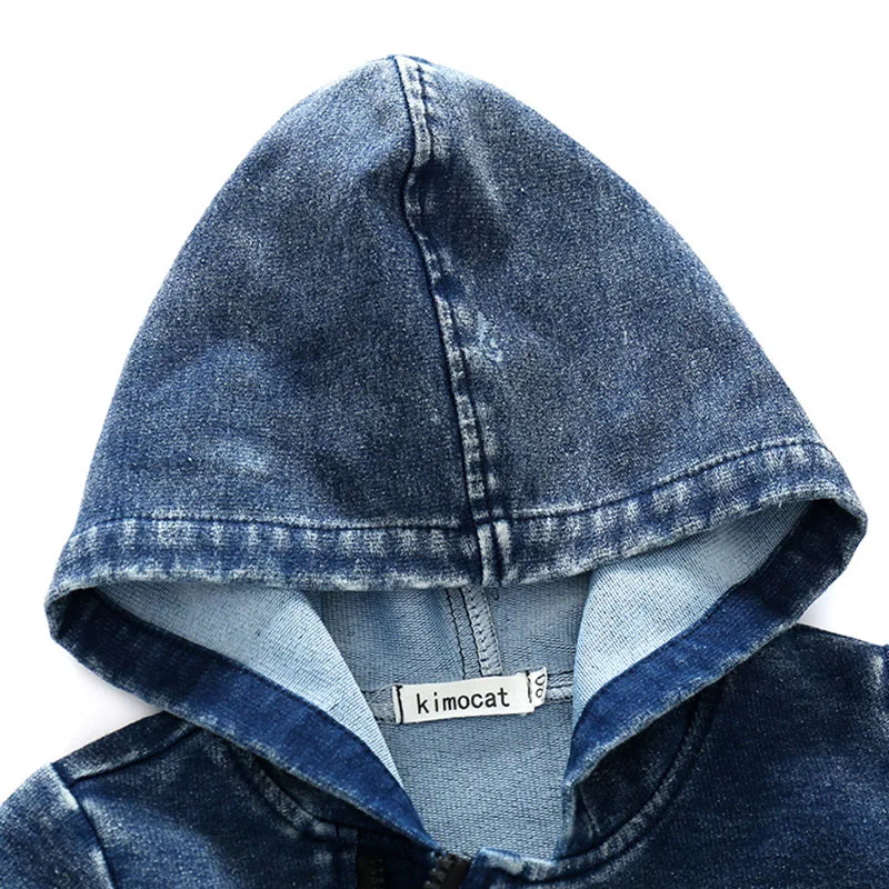Long Sleeves Denim Hoody Zipper Overall Jumpsuit Outerwear - Image 3