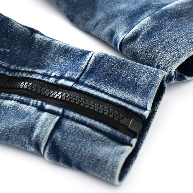 Long Sleeves Denim Hoody Zipper Overall Jumpsuit Outerwear - Image 9