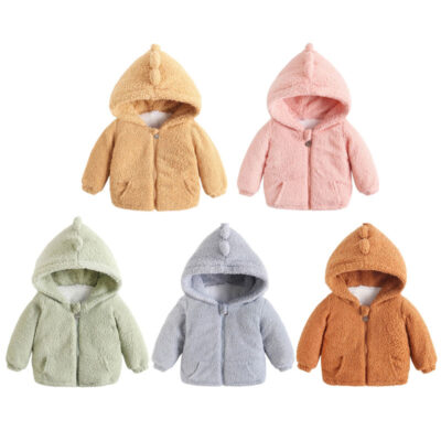 Dinosaur Warm Hooded Fleece Jacket Long Sleeve