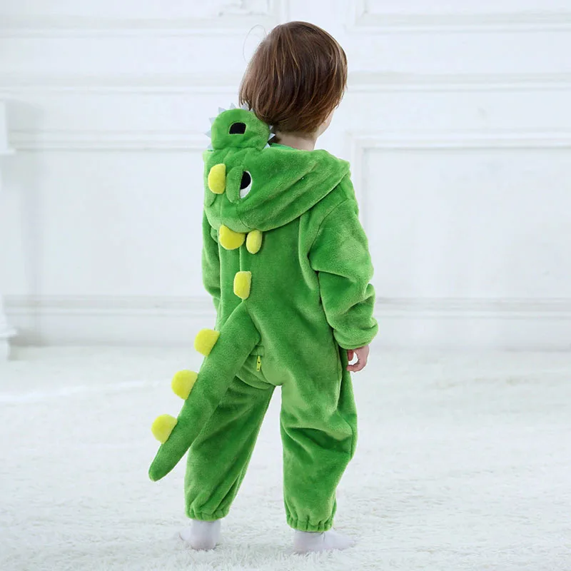 Baby Halloween Dinosaur Reptile Coverall Costume Dress Up Hoodie Zipper Jumpsuit - Image 3