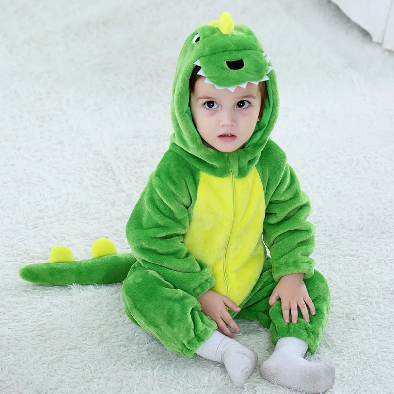 Baby Halloween Dinosaur Reptile Coverall Costume Dress Up Hoodie Zipper Jumpsuit - Image 2