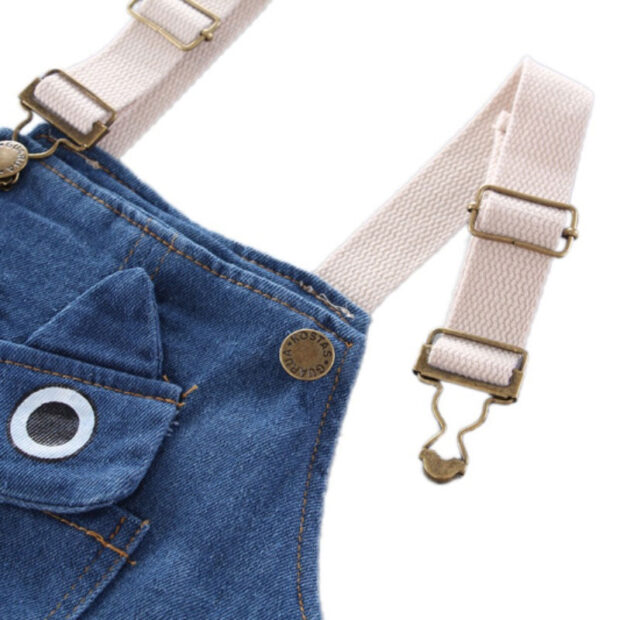 Dinosaur Print Denim Overalls & Mandarin Collar Button Shirt Long Sleeve Outfit - Image 4