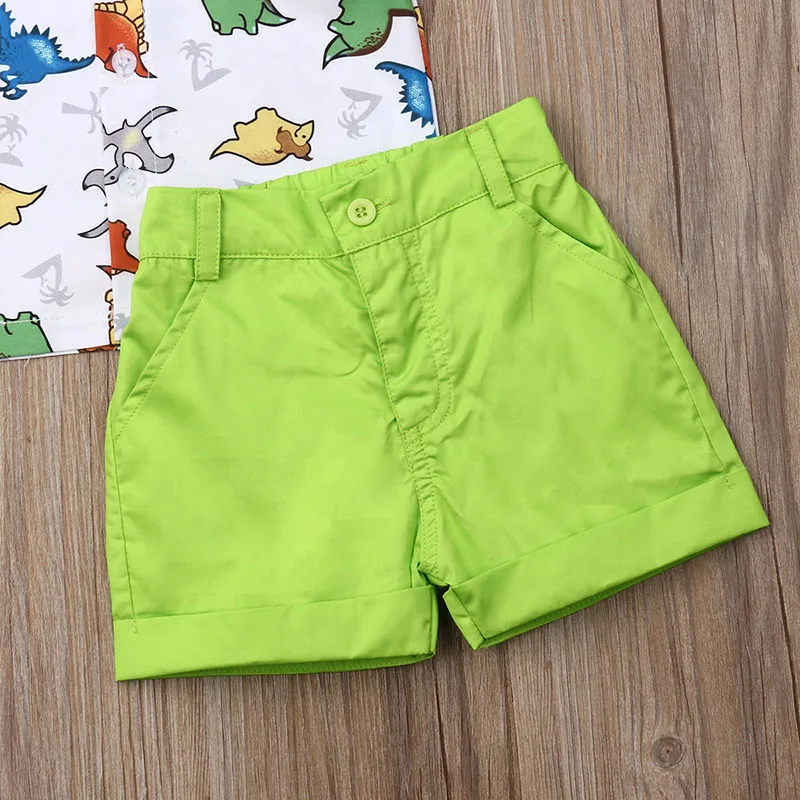 Baby Boy Dinosaur Print Button Up Shirt & Shorts Short Sleeve - Image 4