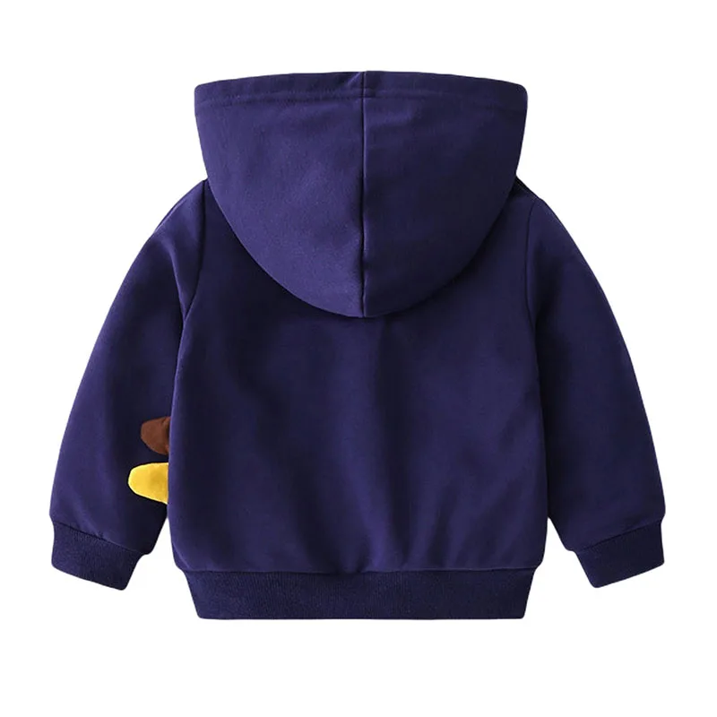 Dinosaur Print Hooded Zipper Jacket Outerwear Long Sleeve - Image 2