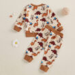 MyLoveHoney Baby Dinosaur Print Sweatshirt Joggers Outfit