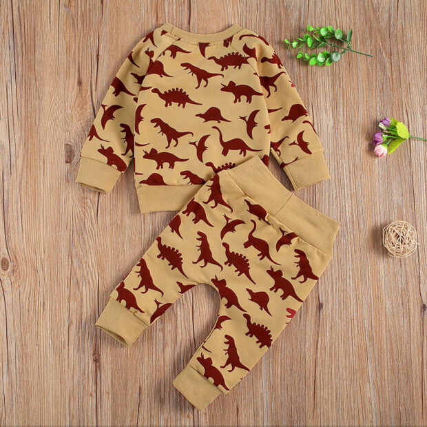 Baby Dinosaur Print Sweatsuit Outfit