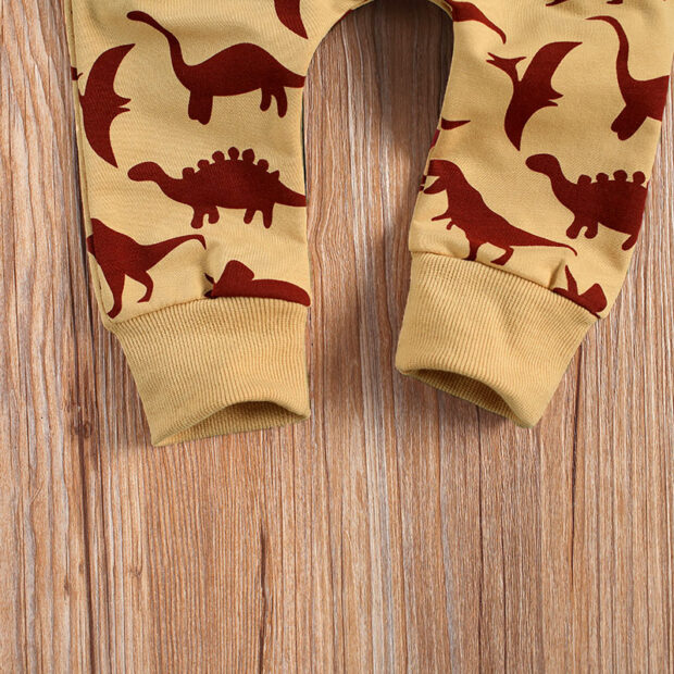 Dinosaur Print Sweatsuit with Pullover Sweatshirt & Pants Outfit Long Sleeve - Image 5