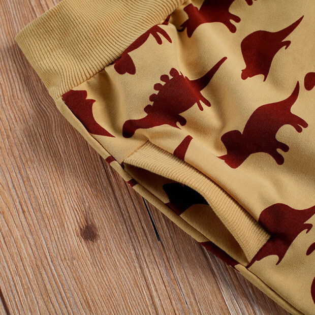 Dinosaur Print Sweatsuit with Pullover Sweatshirt & Pants Outfit Long Sleeve - Image 4